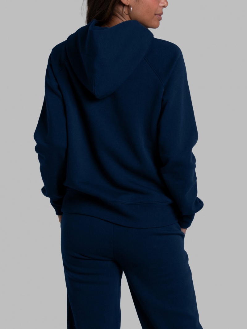 Women's Fruit Of The Loom Crafted Comfort Favorite Fleece Sweatshirt Navy Nights | LSG063275