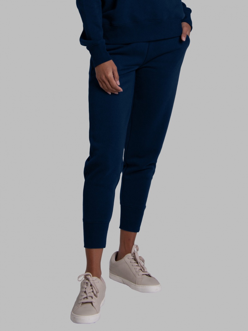 Women's Fruit Of The Loom Crafted Comfort Favorite Fleece Pant Sweatpants Navy | STI615283