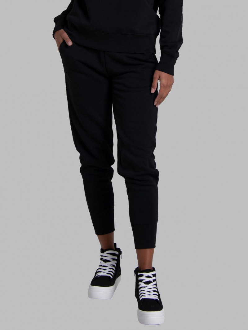 Women's Fruit Of The Loom Crafted Comfort Favorite Fleece Pant Sweatpants Black Ink | CBD507293