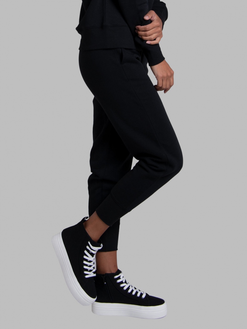 Women's Fruit Of The Loom Crafted Comfort Favorite Fleece Pant Sweatpants Black Ink | CBD507293