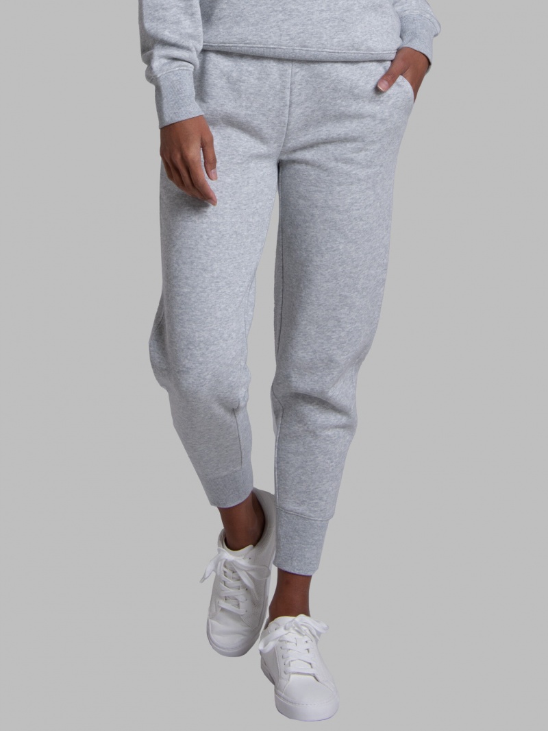 Women's Fruit Of The Loom Crafted Comfort Favorite Fleece Pant Sweatpants Light Grey | PWB709641