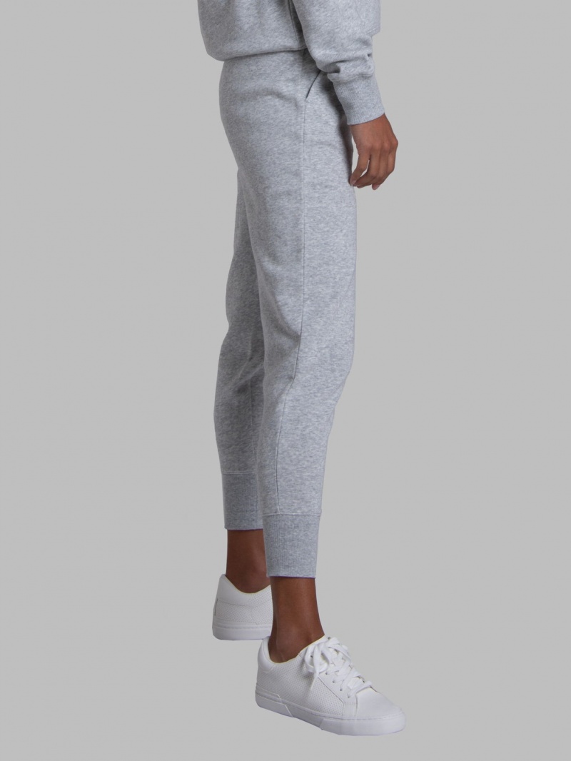 Women's Fruit Of The Loom Crafted Comfort Favorite Fleece Pant Sweatpants Light Grey | PWB709641