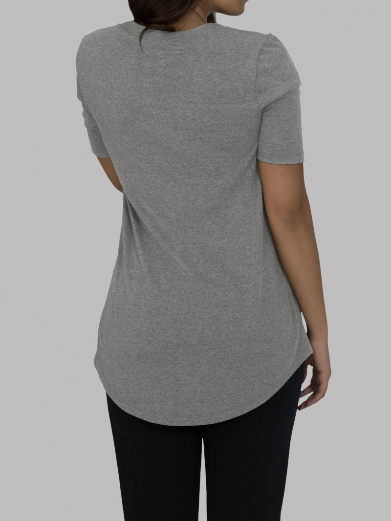 Women's Fruit Of The Loom Essentials Elbow Length V-Neck T Shirts Elbow Length Oxford | ICT523784