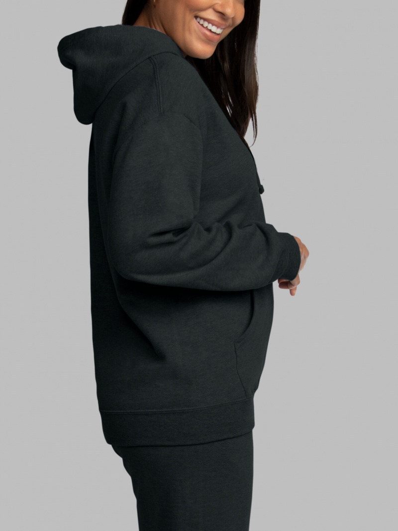 Women's Fruit Of The Loom EverSoft® Fleece Pullover Hoodie Black | BSZ795860