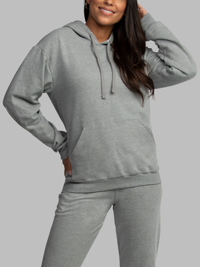 Women's Fruit Of The Loom EverSoft® Fleece Pullover Hoodie Grey | CHO967531