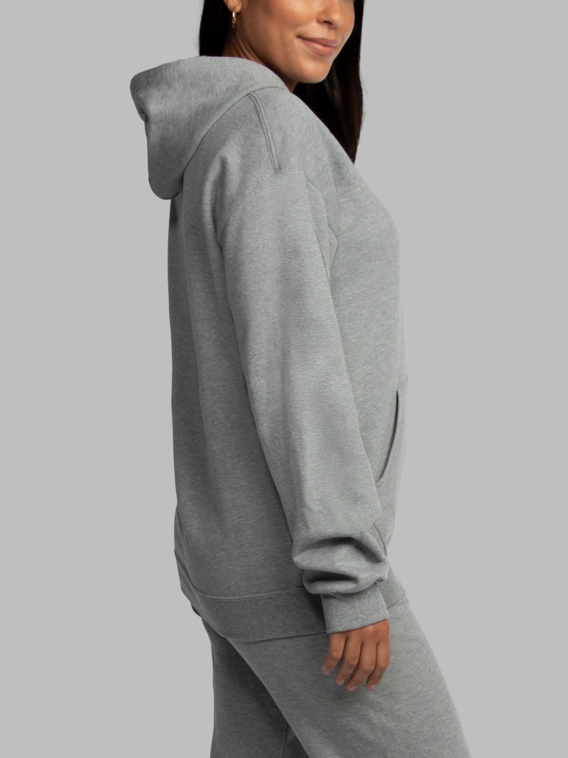 Women's Fruit Of The Loom EverSoft® Fleece Pullover Hoodie Grey | CHO967531