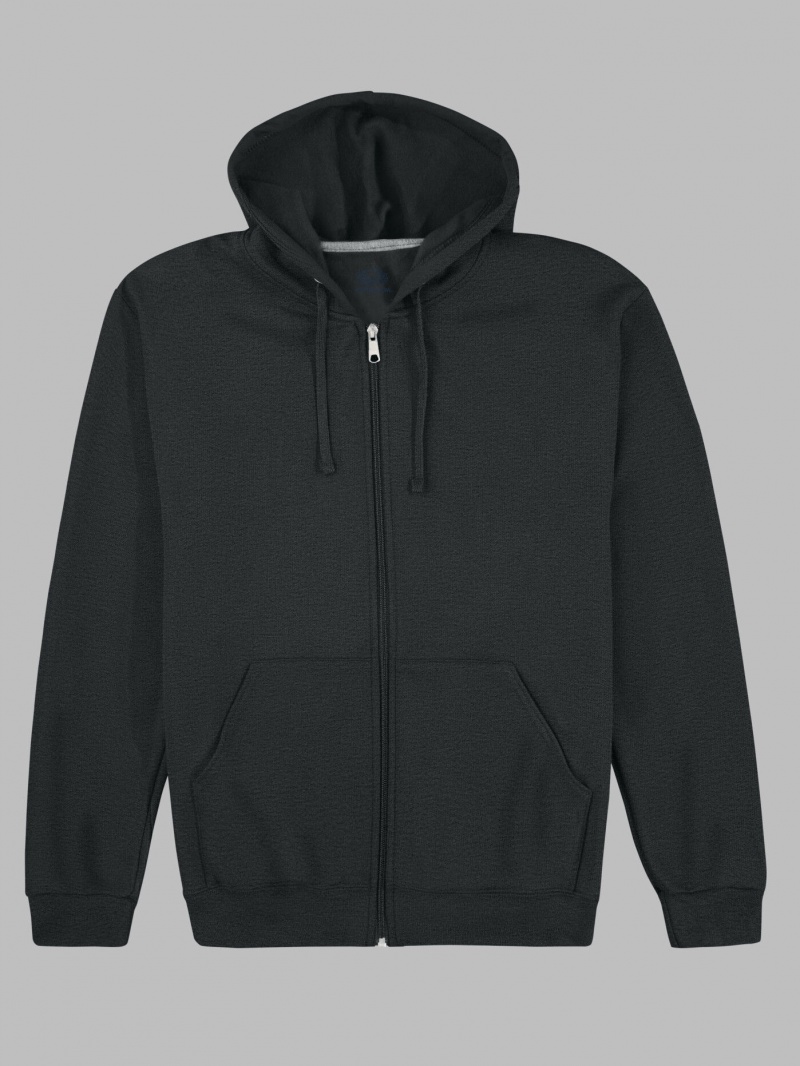 Women's Fruit Of The Loom EverSoft® Fleece Full Zip, Extended Sizes Hoodie Black | NFM863052