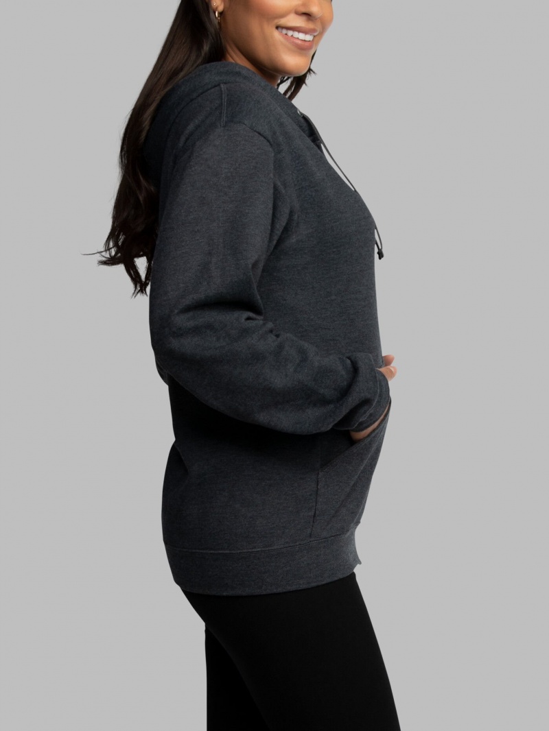 Women's Fruit Of The Loom EverSoft® Fleece Full Zip, Extended Sizes Hoodie Black | NFM863052