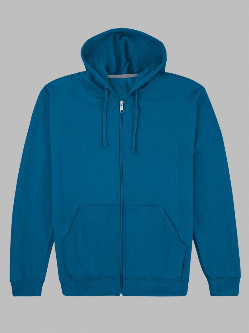 Women's Fruit Of The Loom EverSoft® Fleece Full Zip, Extended Sizes Hoodie Blue | IYL175940