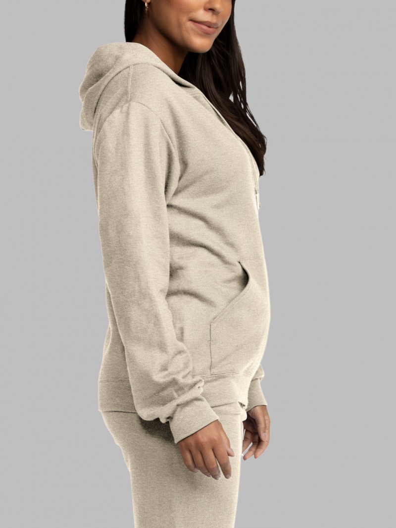 Women's Fruit Of The Loom EverSoft® Fleece Full Zip, Extended Sizes Hoodie Khaki | YKE058263