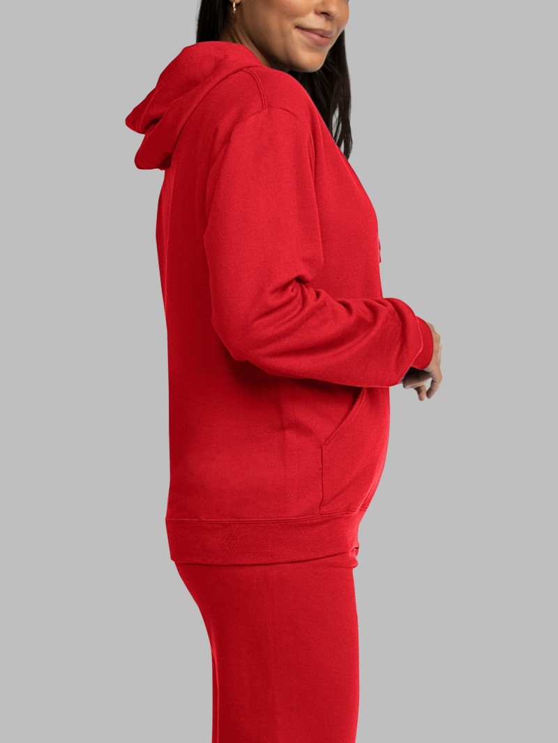 Women's Fruit Of The Loom EverSoft® Fleece Full Zip, Extended Sizes Hoodie Red | LBQ731526