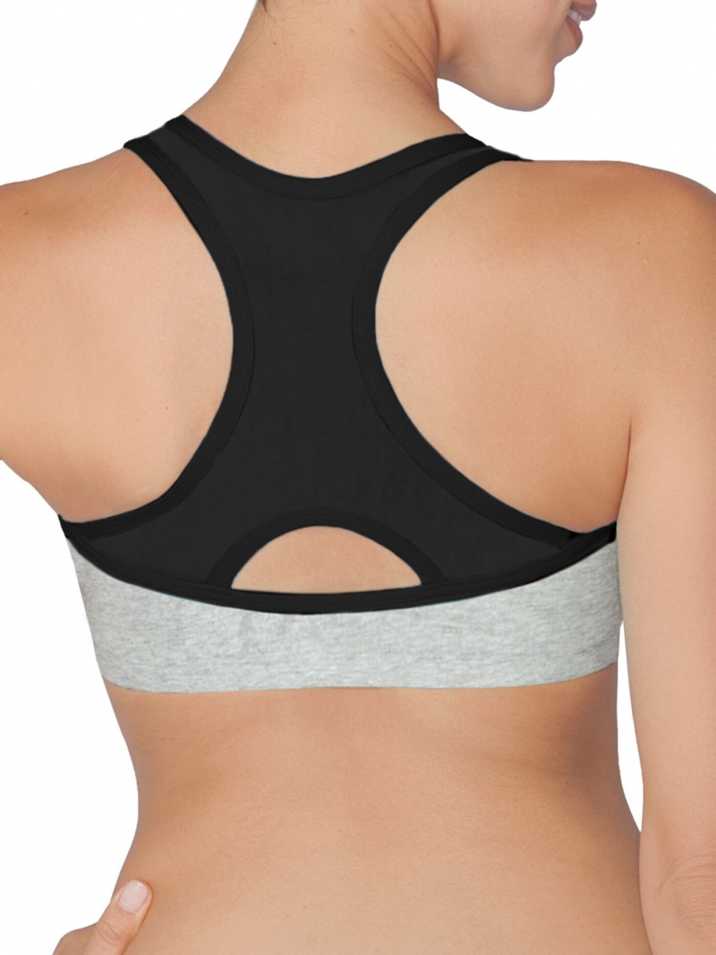 Women's Fruit Of The Loom Front Close Racerback Sport Bra, 2-Pack Sports Bra White Grey/Black Grey | MJD680531