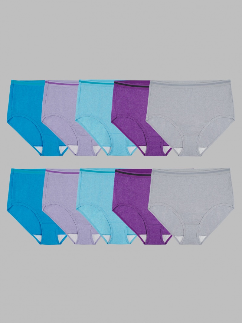 Women's Fruit Of The Loom Heather, 10 pack Briefs Assorted | TZA371209