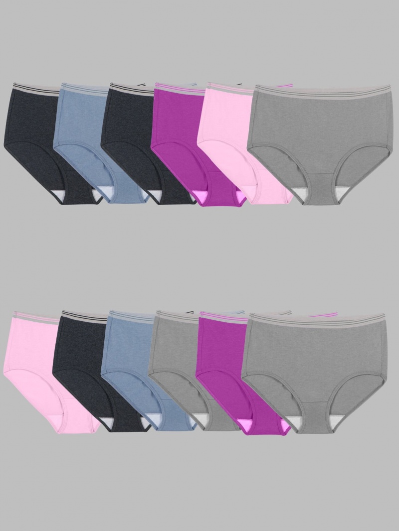 Women's Fruit Of The Loom Heather, 12 pack Briefs Assorted | HZJ956412