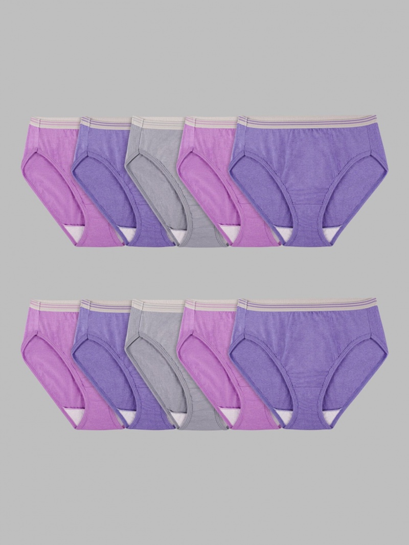 Women's Fruit Of The Loom Heather Hi Cut, 10 Pack Panties Assorted | HRD906428