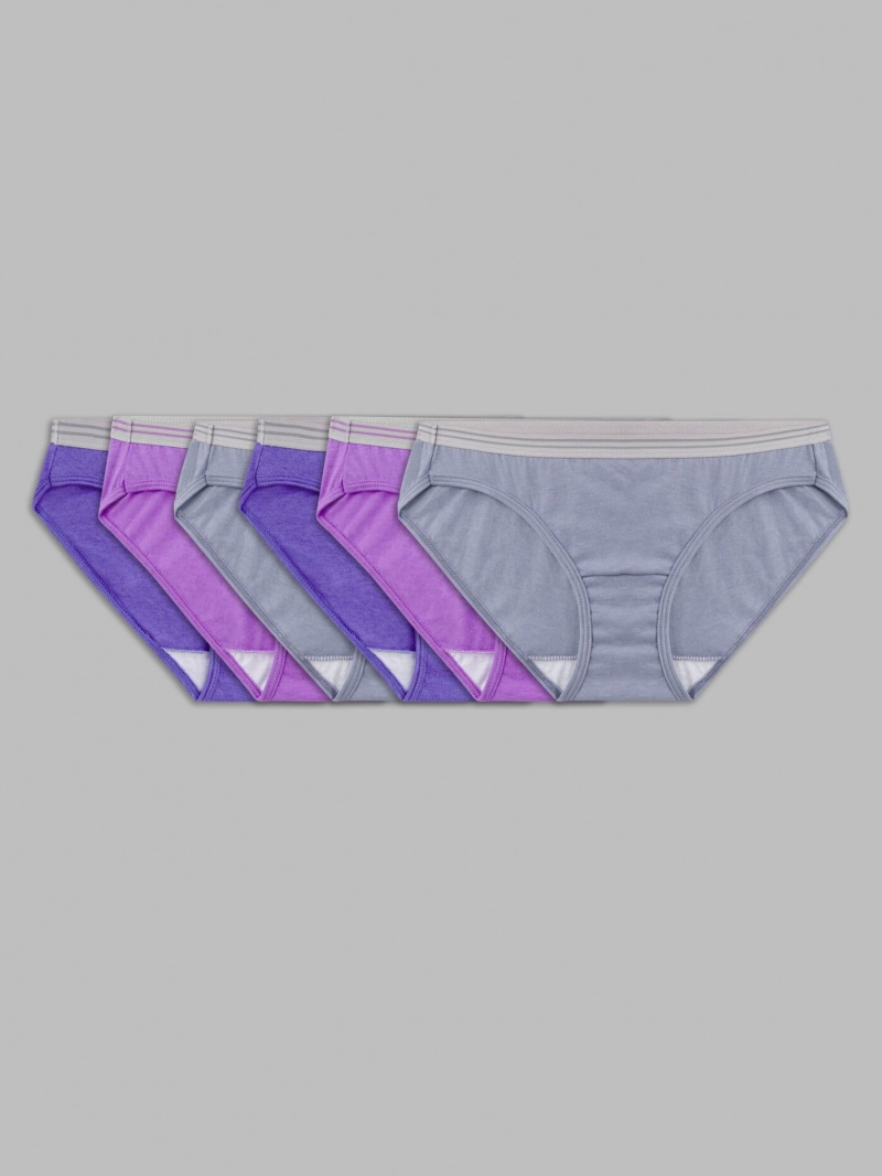 Women's Fruit Of The Loom Heather Low-Rise Hipster, 6 Pack Panties Assorted | SIB046719