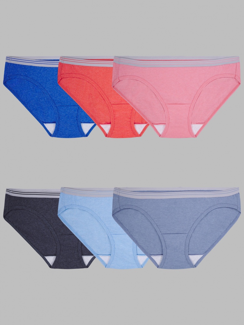 Women's Fruit Of The Loom Heather Low-Rise Hipster, 6 Pack Panties Assorted | ZTD892013