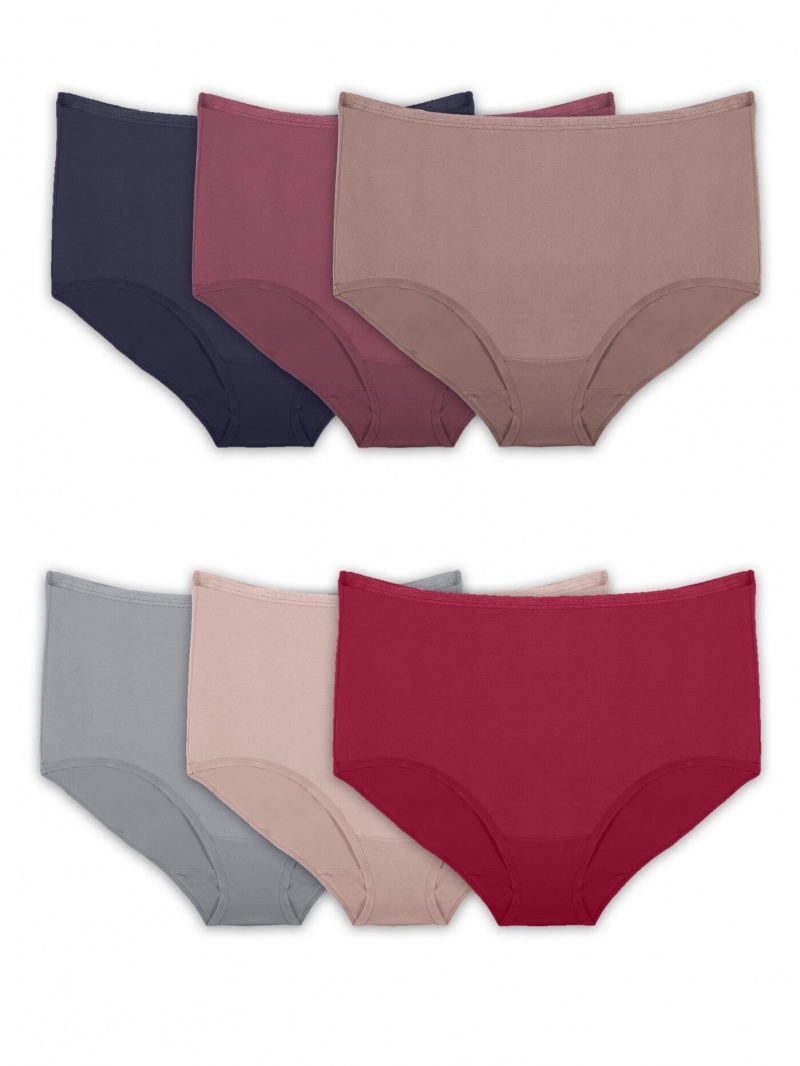 Women's Fruit Of The Loom Microfiber, 6 Pack Briefs Assorted | GLB861724