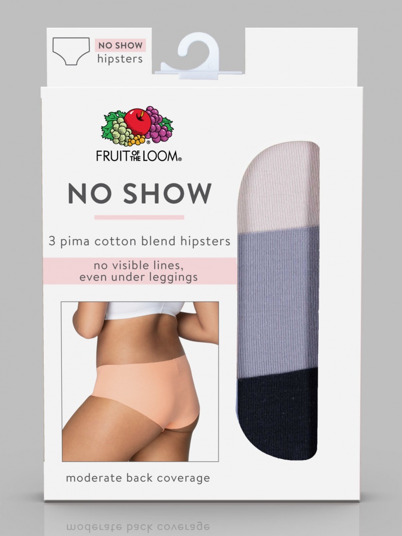 Women's Fruit Of The Loom No Show Hipster, Basic 3 Pack Panties Basic Assorted | KBA694218