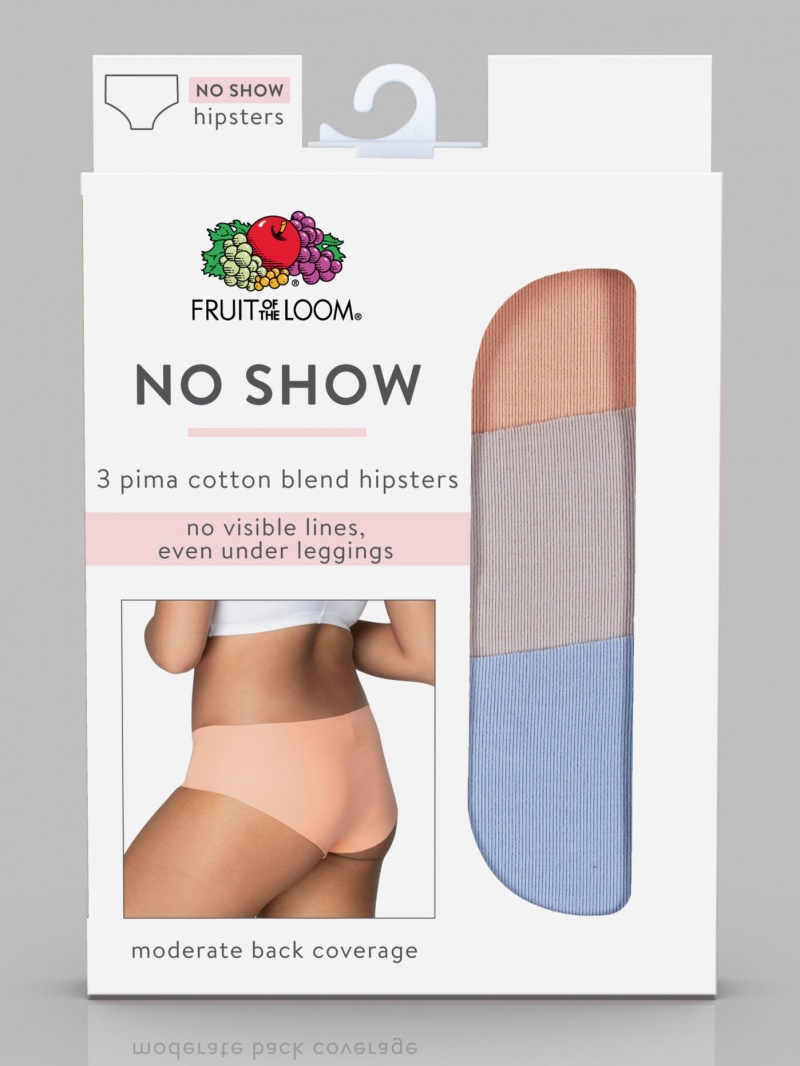 Women's Fruit Of The Loom No Show Hipster, 3 Pack Panties Assorted | OQG183046