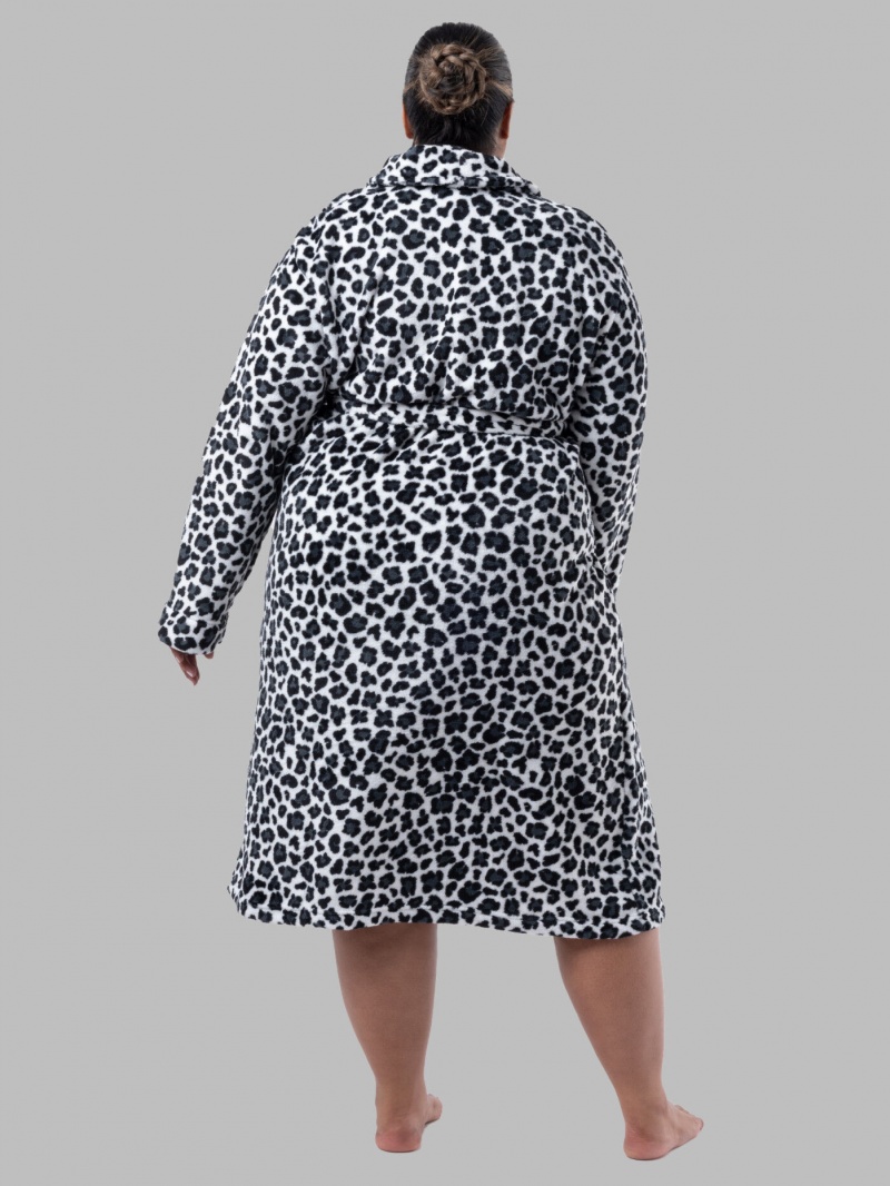 Women's Fruit Of The Loom Plus Fleece Robe Sleepwear Cheetah | LWJ015729