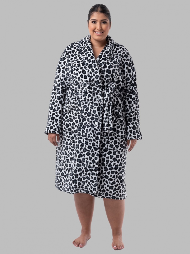 Women\'s Fruit Of The Loom Plus Fleece Robe Sleepwear Cheetah | LWJ015729