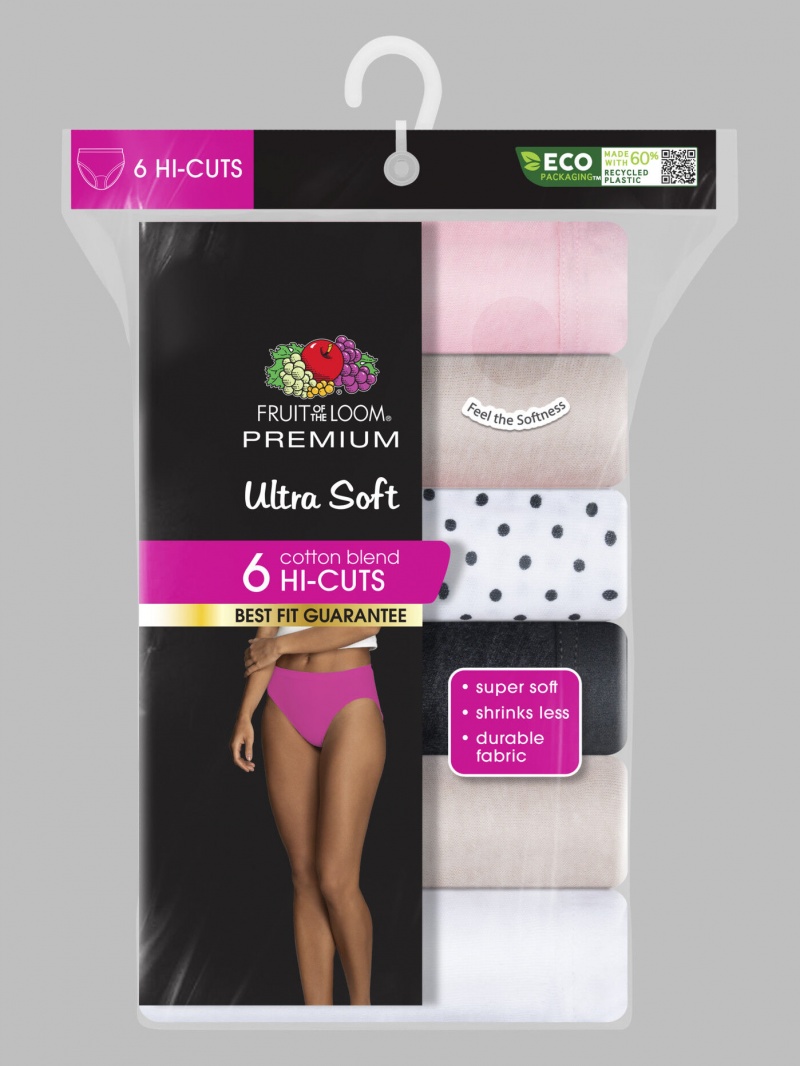 Women's Fruit Of The Loom Premium Ultra Soft Hi-Cut, 6 Pack Panties Assorted | BAW469571