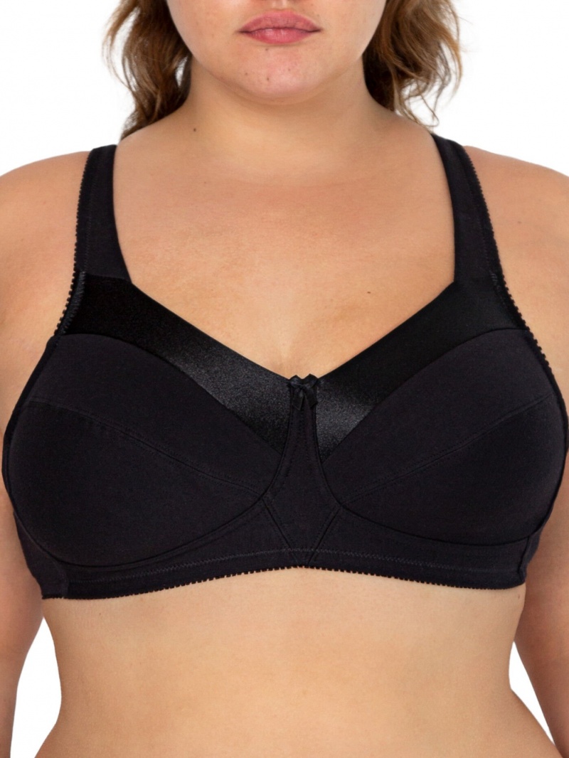 Women's Fruit Of The Loom Seamed Wirefree Bra Wirefree Bra Black | HKO937586