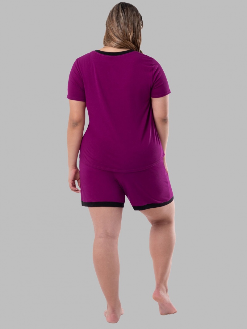 Women's Fruit Of The Loom Soft Breathable V-Neck Short, 2-Piece Set Pajamas Senberry | HNO367598