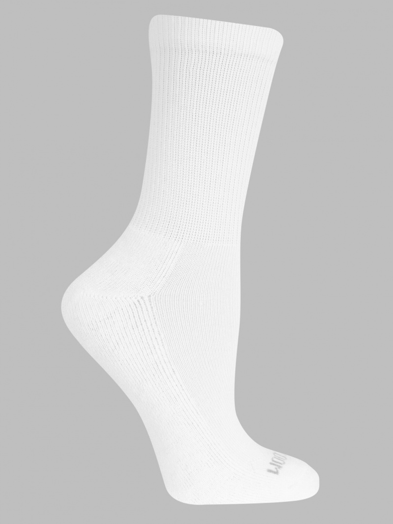 Women\'s Fruit Of The Loom Sport Crew Cush, 10 Pack Socks White | PEQ419038