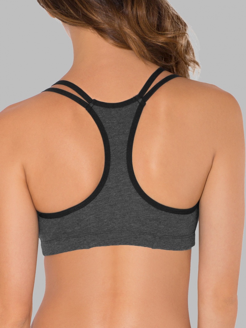 Women's Fruit Of The Loom Strappy Sports Bra, 3 Pack Sports Bra Blushing Rose With Black/Charcoal/Black | OIX748201