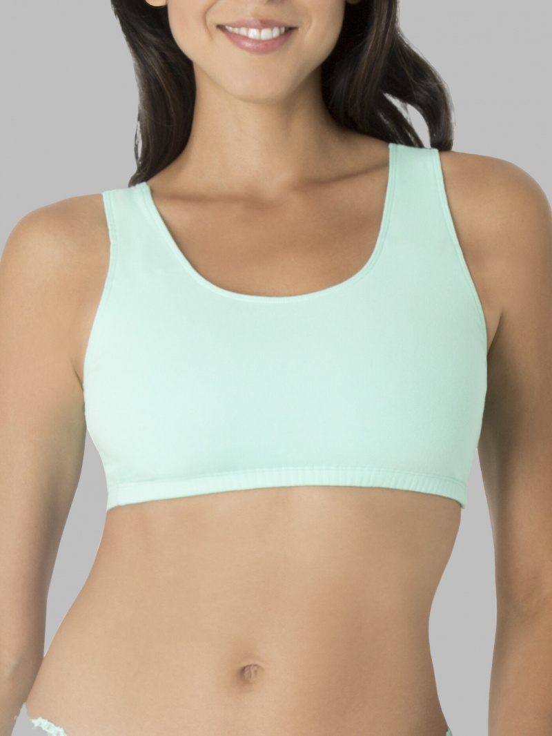 Women\'s Fruit Of The Loom Tank Style Sports Bra, 3 Pack Sports Bra Mint Chip/White/Grey | IVE768012