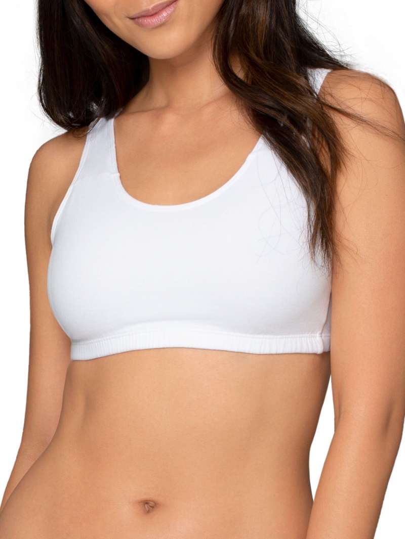 Women\'s Fruit Of The Loom Tank Style Sports Bra, 3 Pack Sports Bra White/White/White | TQM306958