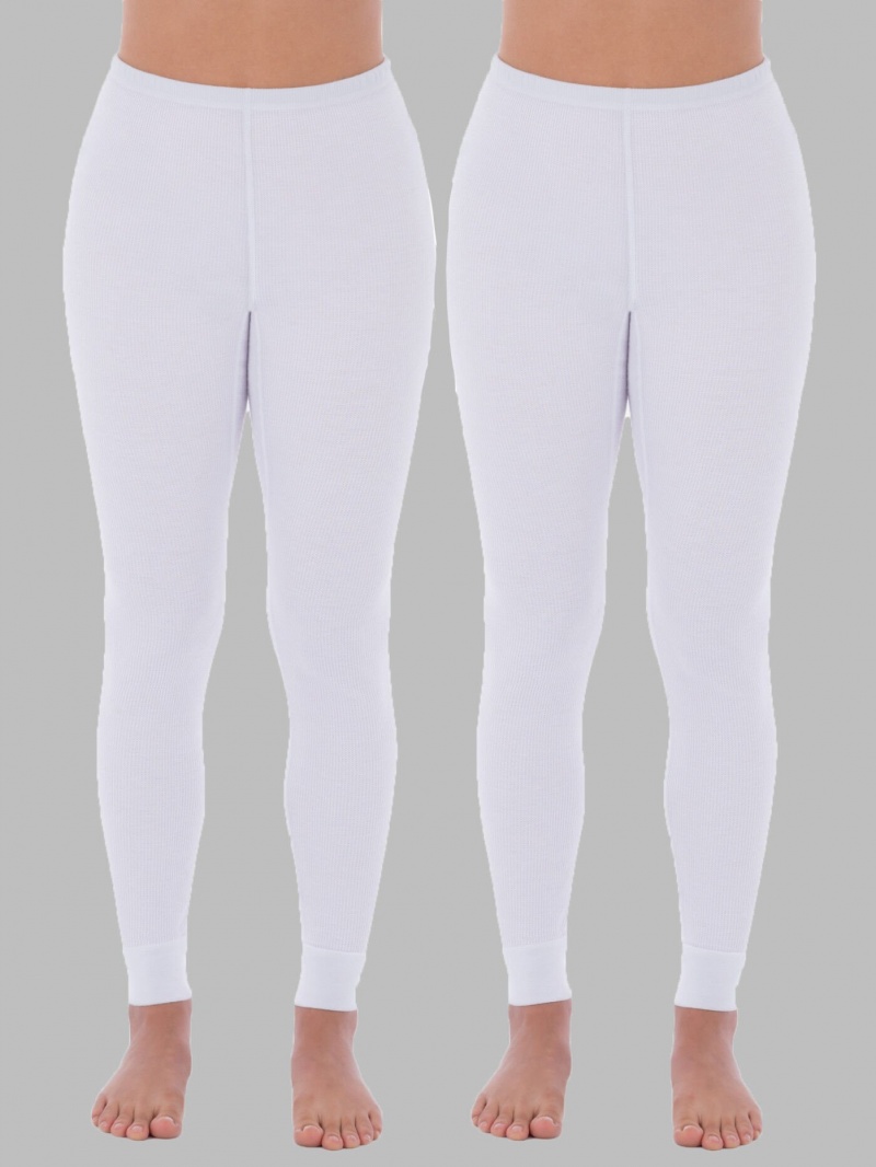 Women\'s Fruit Of The Loom Thermal Bottom, 2 Pack Bottoms White | THV648590