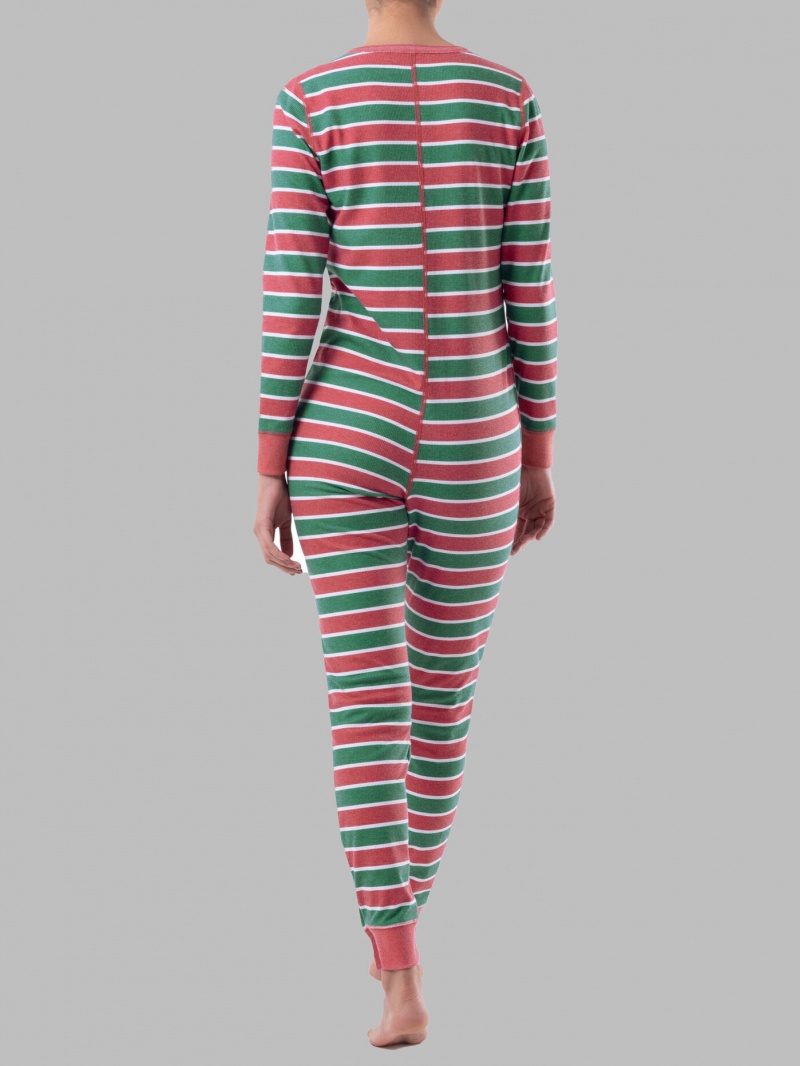 Women's Fruit Of The Loom Waffle Union Suit BOLD STRIPE | XMD924507