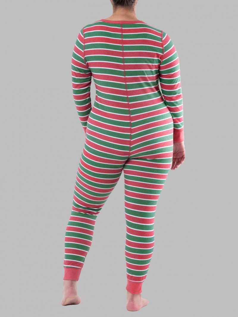 Women's Fruit Of The Loom Waffle Union Suit BOLD STRIPE | ABU769034