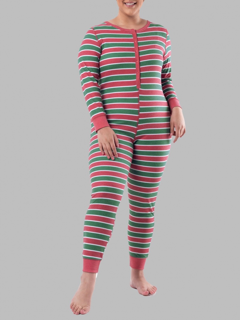 Women\'s Fruit Of The Loom Waffle Union Suit BOLD STRIPE | ABU769034