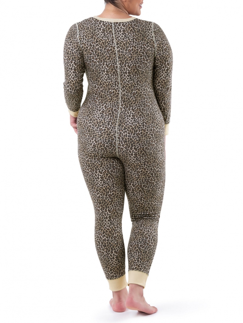 Women's Fruit Of The Loom Waffle Union Suit Natural Animal | ODY542786