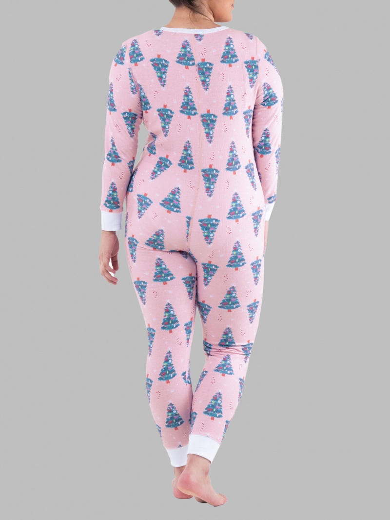 Women's Fruit Of The Loom Waffle Union Suit Trimmed Trees | ONM392086