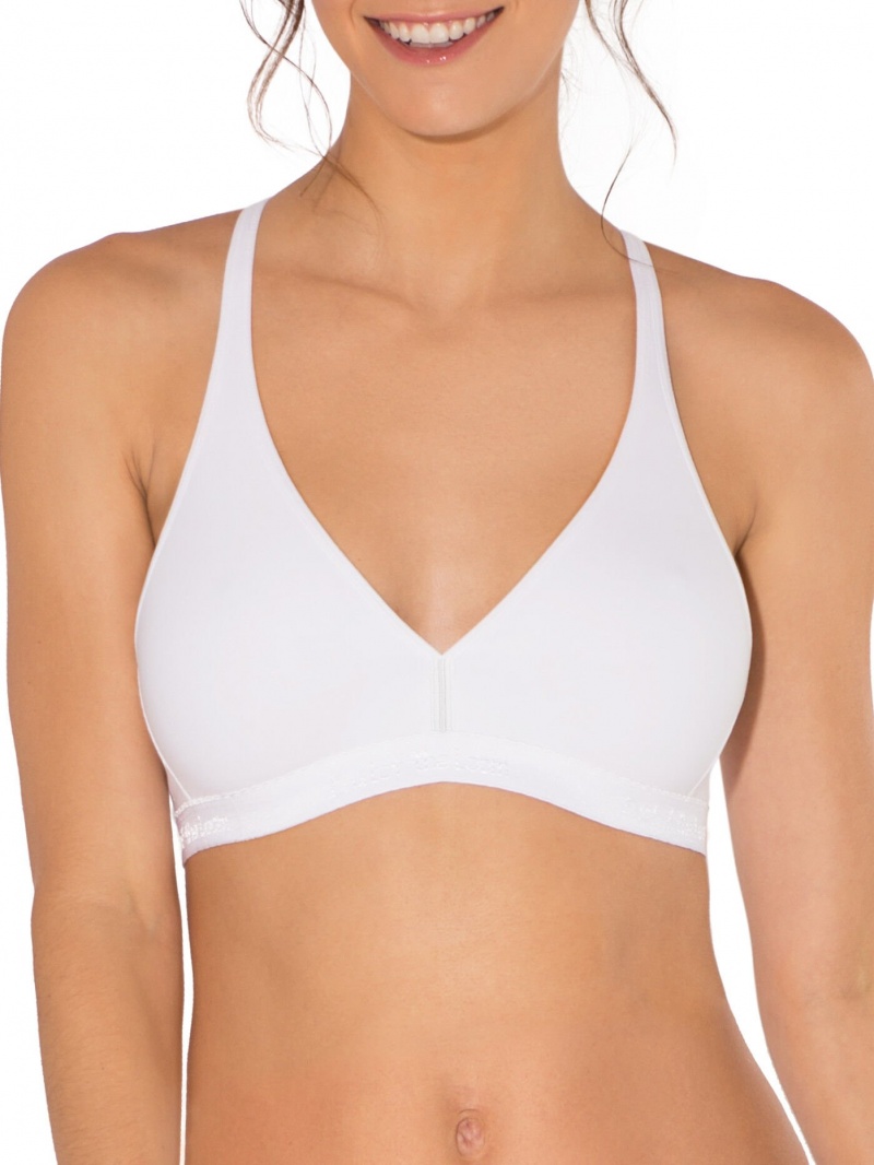 Women\'s Fruit Of The Loom Wirefree Cotton Bralette 2 Pack Wirefree Bra Sand/White | NXA681594